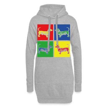 Dackel Hunde - Hoodie-Kleid - Grau meliert - Vorne