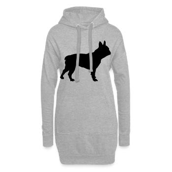 Bouledogue français - Sweat-shirt à capuche long Femme - gris chiné - Devant