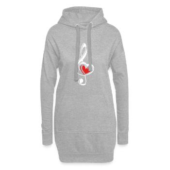 Clef avec coeur - Sweat-shirt à capuche long Femme - gris chiné - Devant