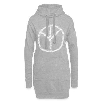 Gesprühtes Umgedrehtes Peace Zeichen - Hoodie-Kleid - Grau meliert - Vorne