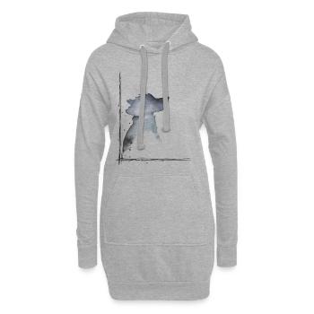 hund in Aquarell - Hoodie-Kleid - Grau meliert - Vorne