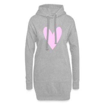 Coeur rose - Sweat-shirt à capuche long Femme - gris chiné - Devant