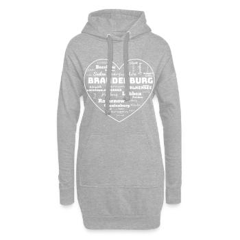 Brandenburg Herz weiss Bundesland - Hoodie-Kleid - Grau meliert - Vorne