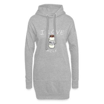 J'adore le lait - Sweat-shirt à capuche long Femme - gris chiné - Devant
