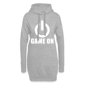 Gamer Gaming zocken Zocker Power ON Videospiele - Hoodie-Kleid - Grau meliert - Vorne