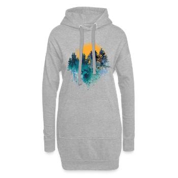 Sonne hinter Tannen Natur - Hoodie-Kleid - Grau meliert - Vorne