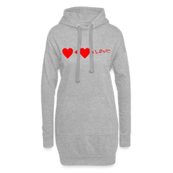 Coeur+ Coeur= Love - Sweat-shirt à capuche long Femme - gris chiné - Devant