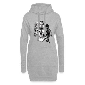 Tete de mort bandeau - Sweat-shirt à capuche long Femme - gris chiné - Devant