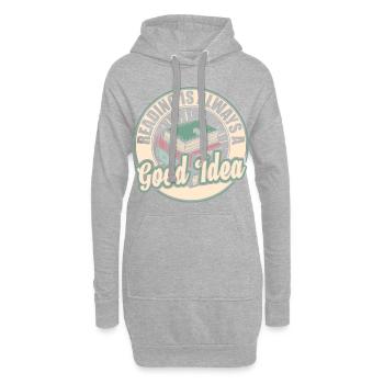 Lire Livres - Sweat-shirt à capuche long Femme - gris chiné - Devant
