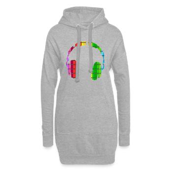 Headset, Headphones, DJ, Equalizer, Gift, Disco - Hoodie Dress - heather grey - Front