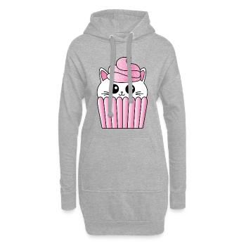 Tablier kawaii sucré de cuisson de muffin de chat - Sweat-shirt à capuche long Femme - gris chiné - Devant