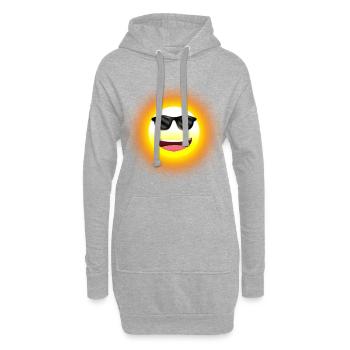 gelber lachende Sonne mit lässiger Sonnenbrille - Hoodie-Kleid - Grau meliert - Vorne
