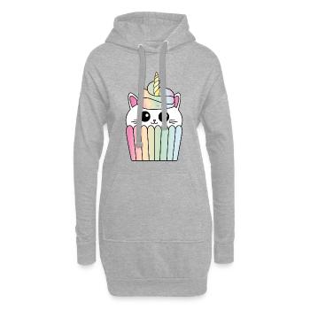 Cadeau de grignotine muffin chat licorne caticorne chat - Sweat-shirt à capuche long Femme - gris chiné - Devant
