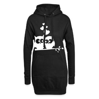 Uhu Liebespaar - Tierliebe Haustier Geschenk Ehe - Hoodie-Kleid - Schwarz - Vorne
