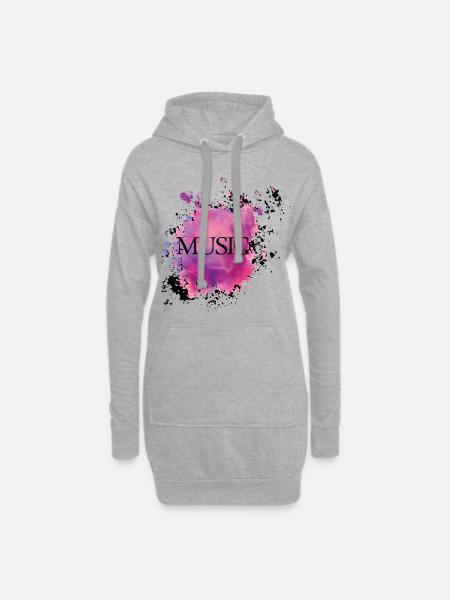 musique - Sweat-shirt à capuche long Femme - gris chiné