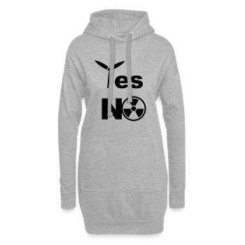 Oui à l'énergie éolienne Non à l'énergie atomique - Sweat-shirt à capuche long Femme - gris chiné - Devant