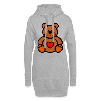 Ours en peluche - Sweat-shirt à capuche long Femme - gris chiné - Devant