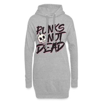Idée cadeau punks pas mort tête de mort tête de rock n roll - Sweat-shirt à capuche long Femme - gris chiné - Devant