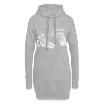 Bébé Pieds Bébé Grossesse Ventre bébé - Sweat-shirt à capuche long Femme - gris chiné - Devant