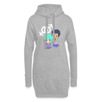MANGA COUPLE COUPLE AMOUR MIGNON DESSINÉ ANIME - Sweat-shirt à capuche long Femme - gris chiné - Devant