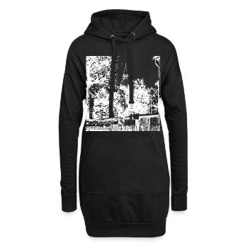 Ma maison - vue sur la cour arrière - idylle rurale - Sweat-shirt à capuche long Femme - noir - Devant