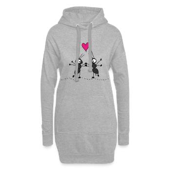 Saint Valentin je t'aime idée cadeau fourmis - Sweat-shirt à capuche long Femme - gris chiné - Devant
