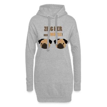 Möpse | lustig Mops Hund Titten Spruch Geschenk - Hoodie-Kleid - Grau meliert - Vorne