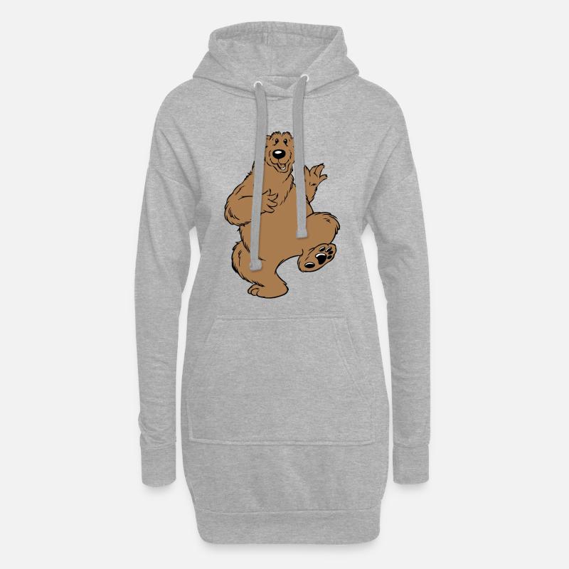 Tanzender Bär - Hoodie-Kleid - Grau meliert