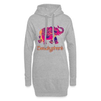 Elefant Mandala Zeichnung schön bunt - Hoodie-Kleid - Grau meliert - Vorne