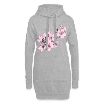 Blume Japanisch Cooles Geschenk - Hoodie-Kleid - Grau meliert - Vorne