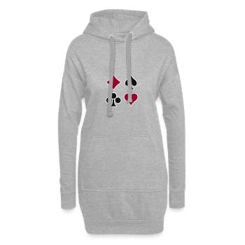 Vérifier pique coeur croix blanche - Sweat-shirt à capuche long Femme - gris chiné - Devant