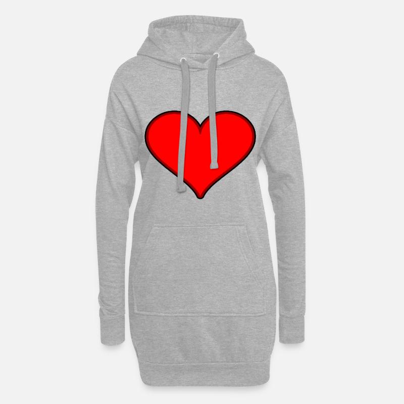 Herz Rot - Hoodie-Kleid - Grau meliert