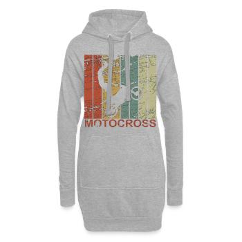 Motocross rétro - dirtbike, moto, motard - Sweat-shirt à capuche long Femme - gris chiné - Devant