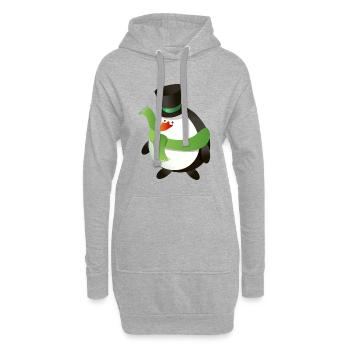 Pingouin de noël - Sweat-shirt à capuche long Femme - gris chiné - Devant
