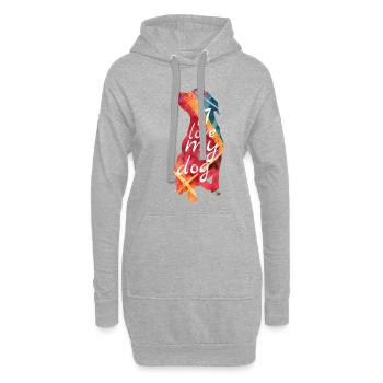 chiens aiment - Sweat-shirt à capuche long Femme - gris chiné - Devant