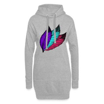 Federn schwarz bunt - Hoodie-Kleid - Grau meliert - Vorne