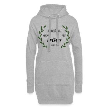 ich weiss, dass mein erlöser lebt - Hoodie-Kleid - Grau meliert - Vorne