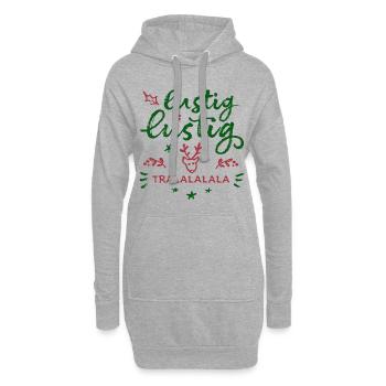 lustig, lustig - tralalalala - Weihnachten - Hoodie-Kleid - Grau meliert - Vorne