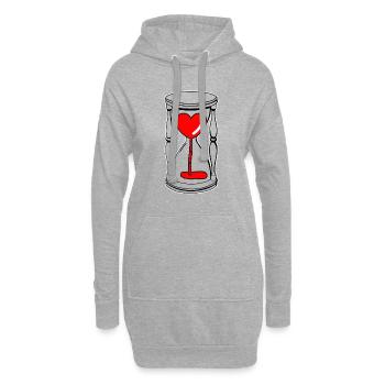 Coeur dans le sablier L'amour est un cadeau éphémère - Sweat-shirt à capuche long Femme - gris chiné - Devant