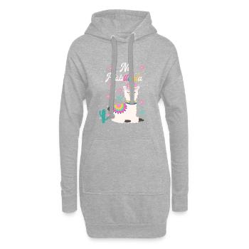 Niedliches Lama Design - Hoodie-Kleid - Grau meliert - Vorne