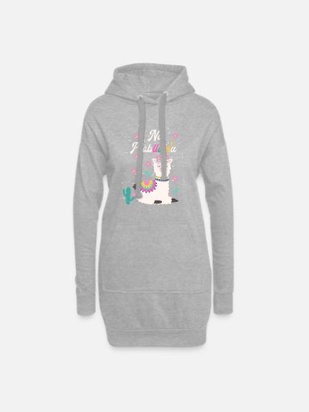 Niedliches Lama Design - Hoodie-Kleid - Grau meliert