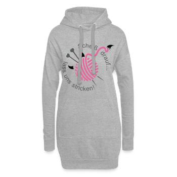 Stricken Hobby Handarbeit Stricknadel Geschenk - Hoodie-Kleid - Grau meliert - Vorne