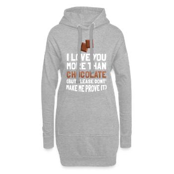Je t’aime plus que le chocolat cadeau cool - Sweat-shirt à capuche long Femme - gris chiné - Devant