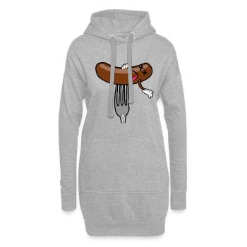 Lustige Wurst Food Essen Foodist Foodie Geschen - Hoodie-Kleid - Grau meliert - Vorne