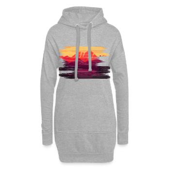 Paysage de montagne peinture idée cadeau - Sweat-shirt à capuche long Femme - gris chiné - Devant