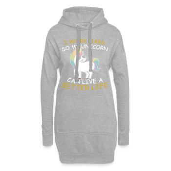 Unicorn Licorne Cool Lunettes de soleil BD Drôle - Sweat-shirt à capuche long Femme - gris chiné - Devant