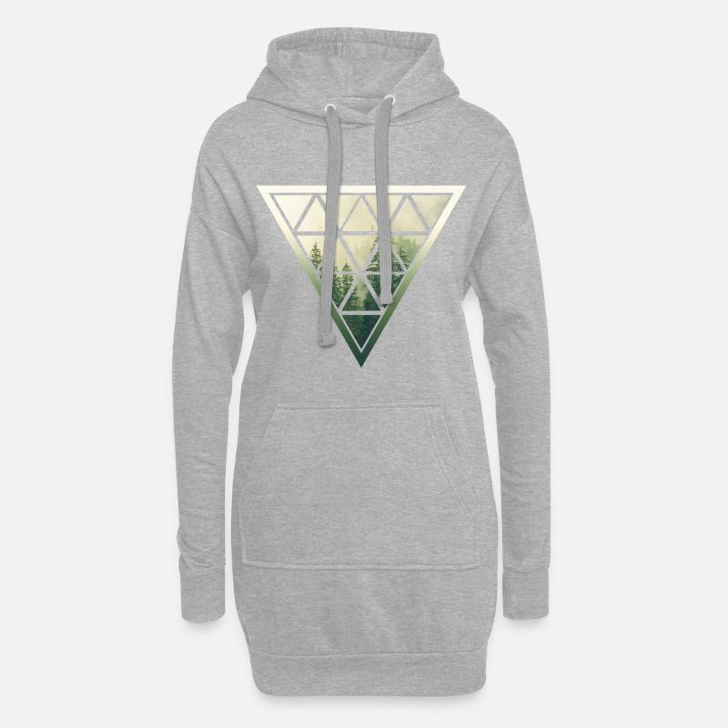 Forêt de triangle - Sweat-shirt à capuche long Femme - gris chiné