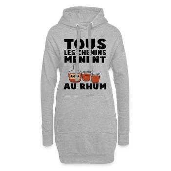 Alle Wege führen zu Rum - Hoodie-Kleid - Grau meliert - Vorne