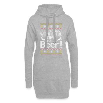 Christmas Sweater Best Time for Beer Fun - Hoodie Dress - heather grey - Front