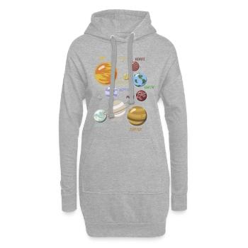 Universum Planeten Sammlung Comic Cooles Geschenk - Hoodie-Kleid - Grau meliert - Vorne